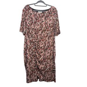 Dressbarn Pink Floral Faux Wrap Sheath Dress Plus Size 20W